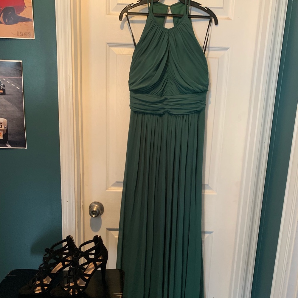 Dessy Collection Vivian Diamond Forest Green Gown